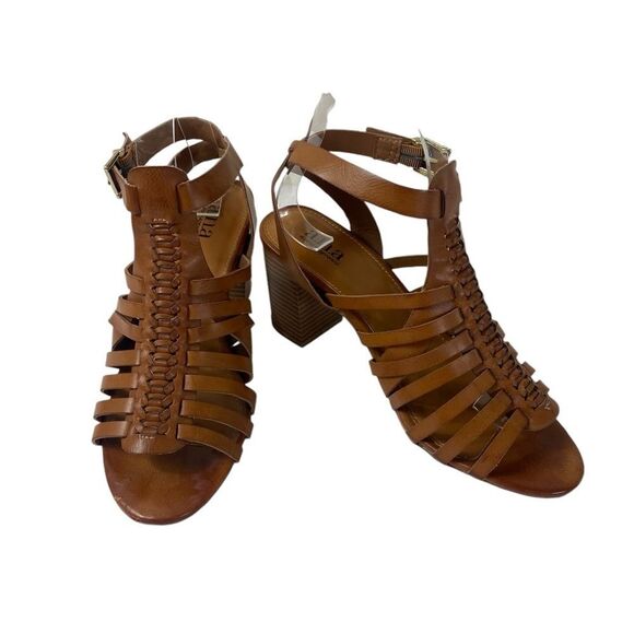 ANA 7.5 Sandals brown straps with and buckle and chunky heel - Picture 1 of 8